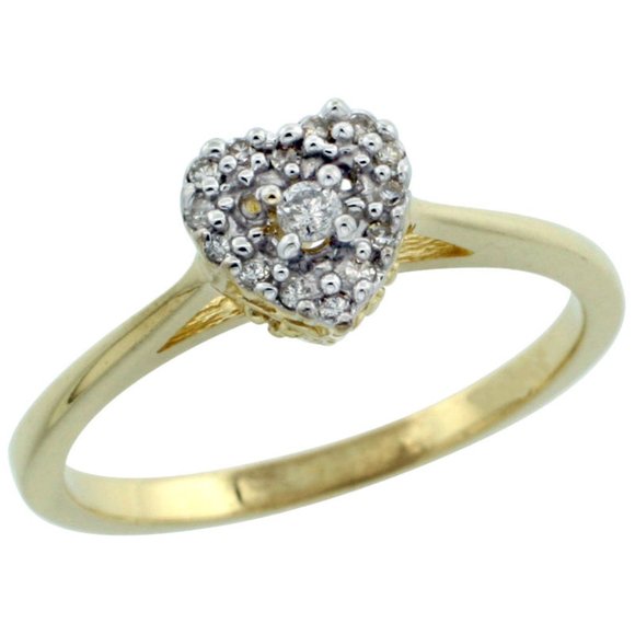 14k Gold Heart-shaped Diamond Engagement Ring w/ 0.086 Carat Brilliant Cut - Picture 1 of 2